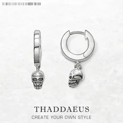 Hinged Hoop Earrings Skull Brand New Gift In 925 Sterling Silver Europe Style Trendy Fine Jewerly For Women Men