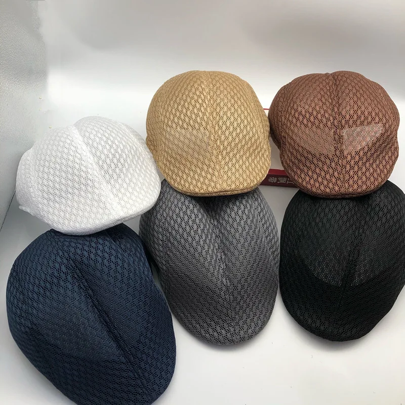 Summer Men Women Mesh Beret Fashion Casual Berets Breathable Cap Unisex Casual Adjustablr Flat Caps Peaked Hats Sun Hat
