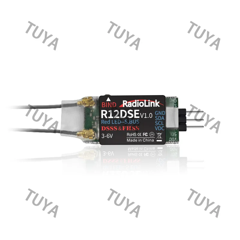 R12DSE Mini RC Receiver Real-time Built-In Telemetry Dual Antenna 12 Channels 2.4GHz for Helicopter Fixed-wing Car