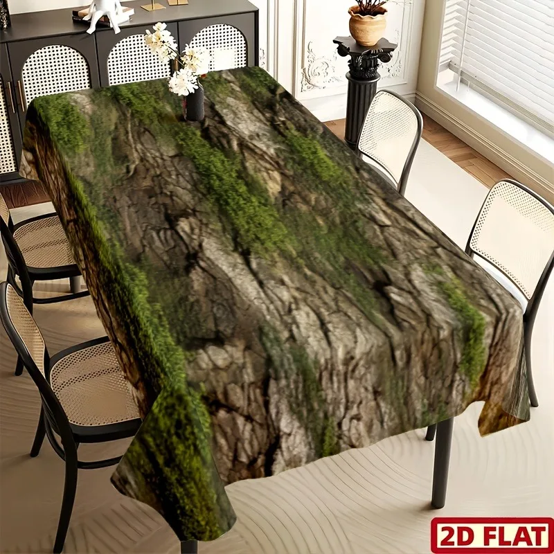 Applicable for Halloween and Christmas. 1-piece natural imitation cracked earth moss tablecloth.
