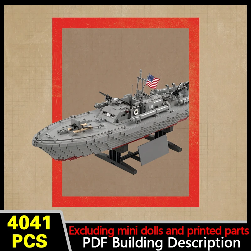 PT-109 Motor Torpedo Boat Model MOC Building Bricks War Equipment Modular Technology Gifts Holiday Assemble Children Toys Suit