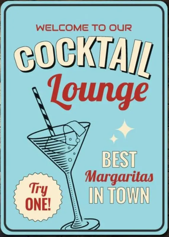 Margarita Lounge Sign, Cocktail Lover Gift, Mexican Restaurant Decor, Quality Metal