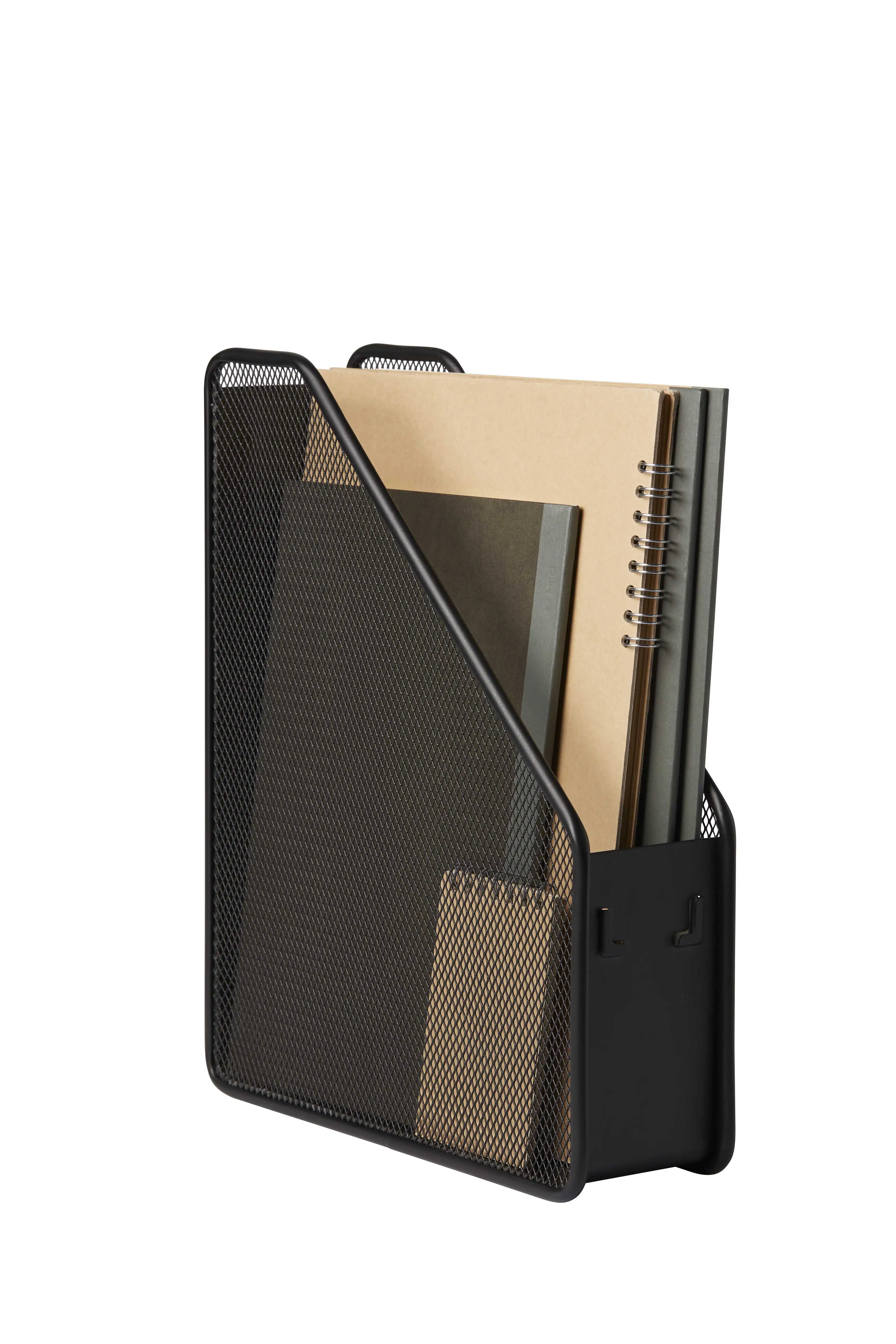 منظمات الملفات، حامل ملفات المجلات الشبكي المعدني، أسود، حجرة واحدة