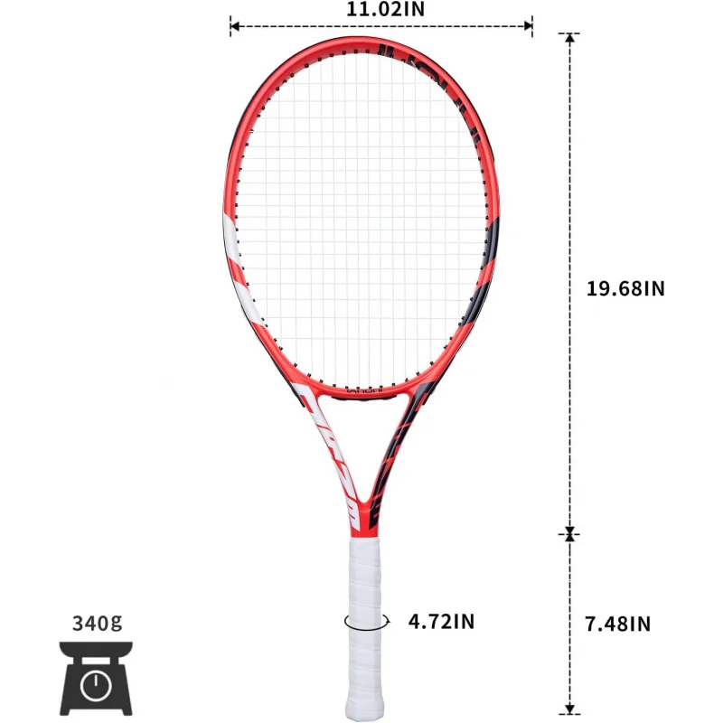 Raket tenis untuk dewasa, raket tenis pre-strung 27 inci-2 pemain raket tenis Set dengan 3 bola, 2 pegangan, 2 peredam getaran