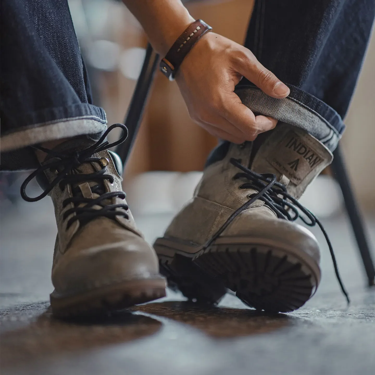 Men's Full Grain Pigskin High Top Lace-Up Work Boots