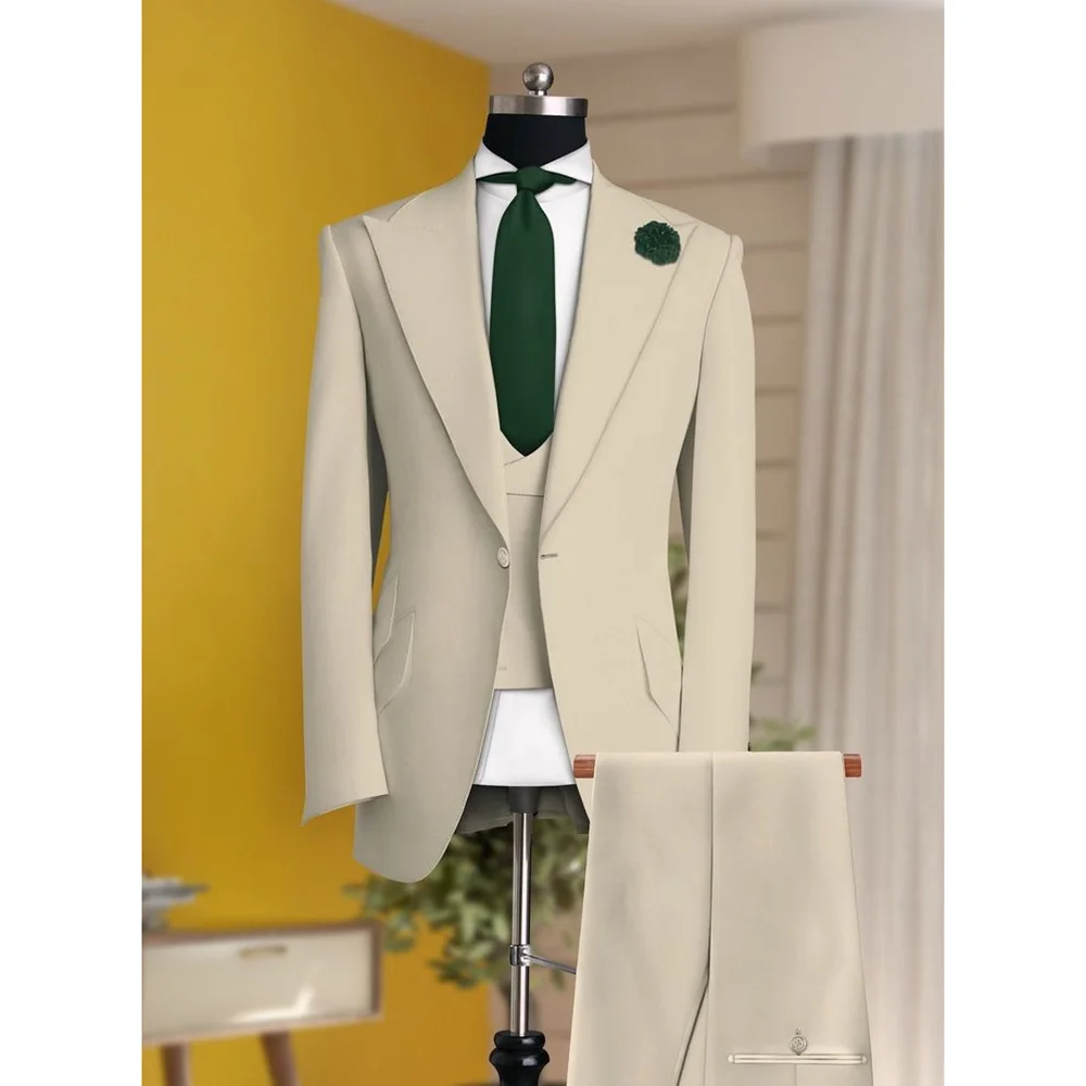 

High-end 3 Pieces Single Breasted Slim Fit High Quality Formal Business Casual Banquet Custom Tuxedo