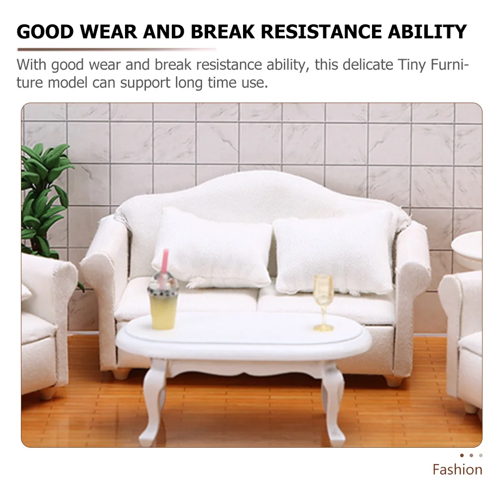 Mini Simulated White Fabric Sofa 1 Piece Sturdy Construction Not Easy to Deform for Mini House Decor Adorable Tiny Couch