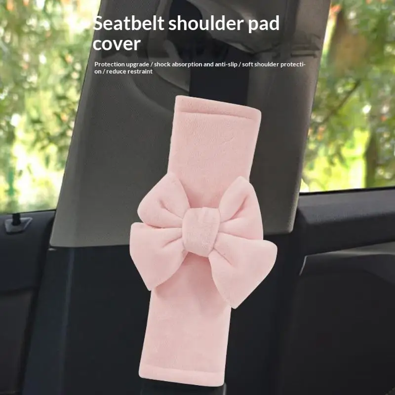 1pc Creative Bowknot Universal Car Safety Seat Belt Cover Ice Silk Shoulder Pad Protective Car Accessoires Interior For Women