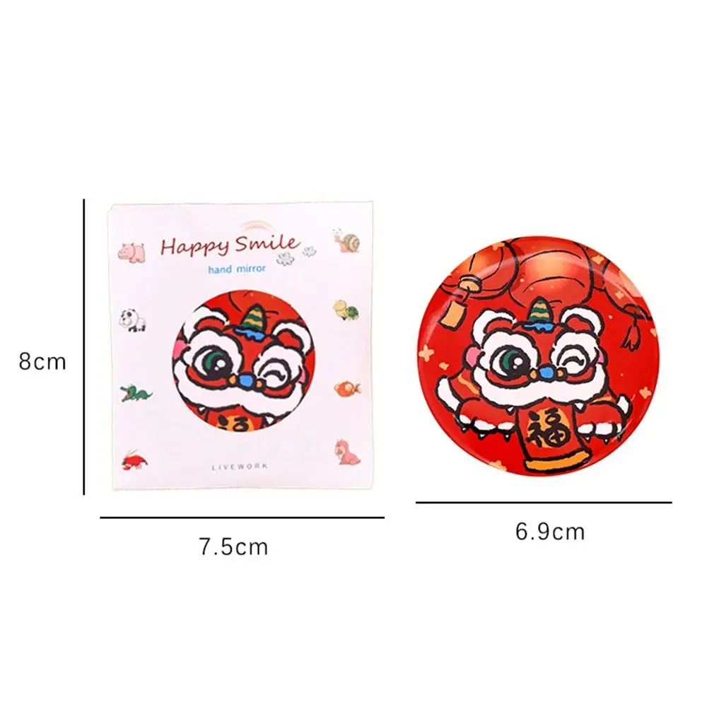 Glass Cartoon Spring Festival Mirror Easy To Carry Pocket Make-up Mirror Handheld Small Round Mirror Portable Mini Makeup Mirror