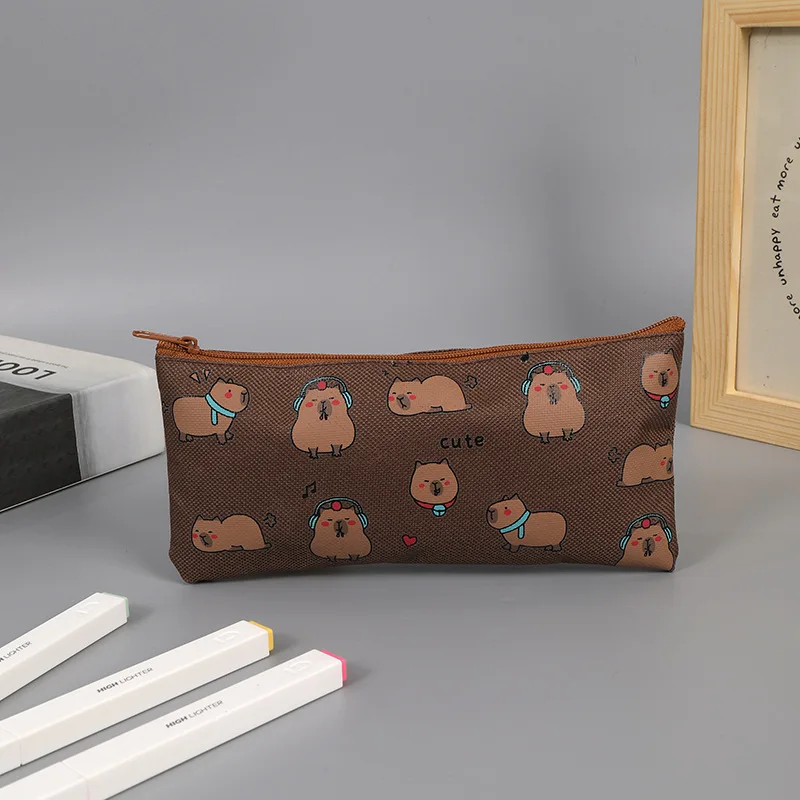 Cute Capybara Oxford Cloth Pencil Case for Students Multi-Functional Large Capacity Stationery Box Stationery Organizer Pen Bag