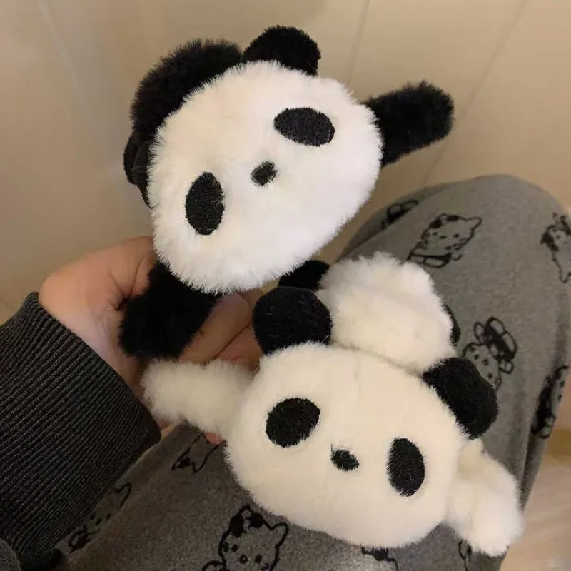 Cute Plush Panda Shark Hair Claw Women Large Size Cartoon Animal Acrylic Ponytail Holder Girls Fashion Hairpin Headwear Hairclip