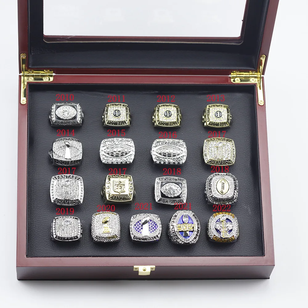 Fantasy Football Championship Ring Set Gift， Fan Commemorative Ring Collectibles， Men's Gift