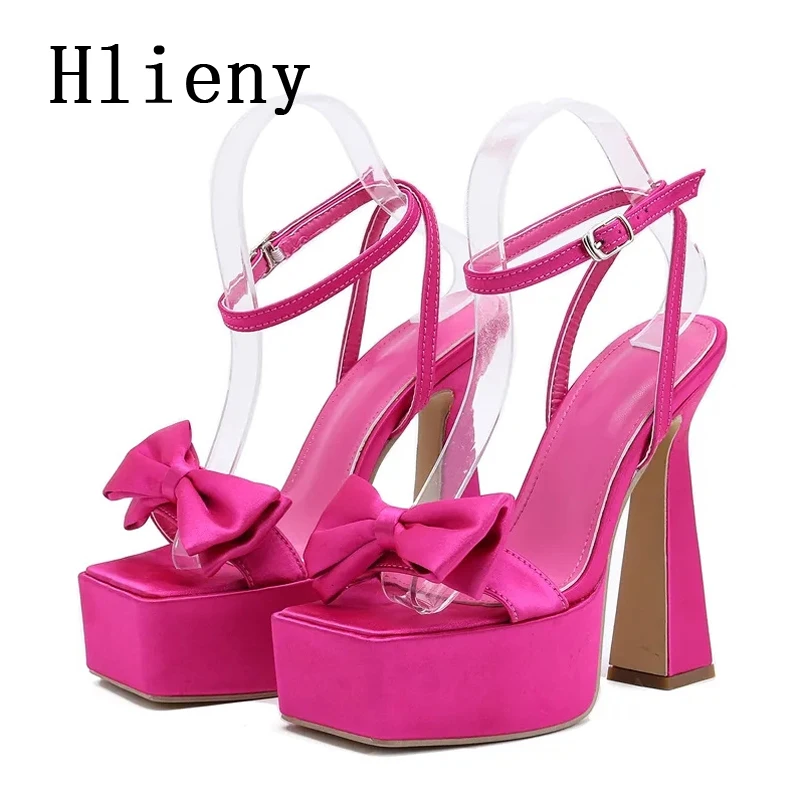 

Hlieny Sexy Open Toe Butterfly-knot High Heels Sandals Women's Party Banquet Shoes Fashion Buckle Strap Platform Wedding Pumps