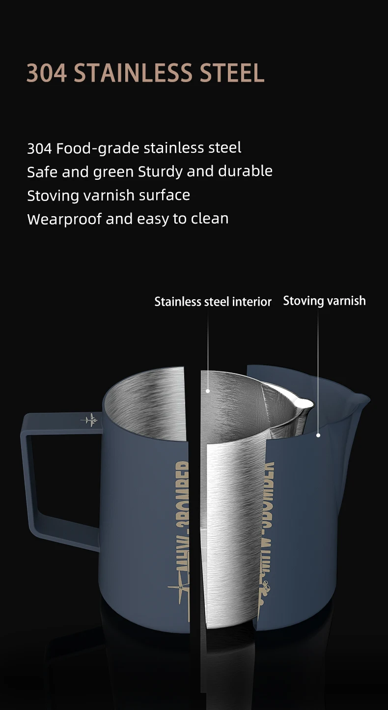 MHW-3BOMBER Classic Milk Frothing Pitcher 500ml Red Stainless Steel Steaming Pitchers Cappuccino/Latte Art Milk Cup Coffee Tool