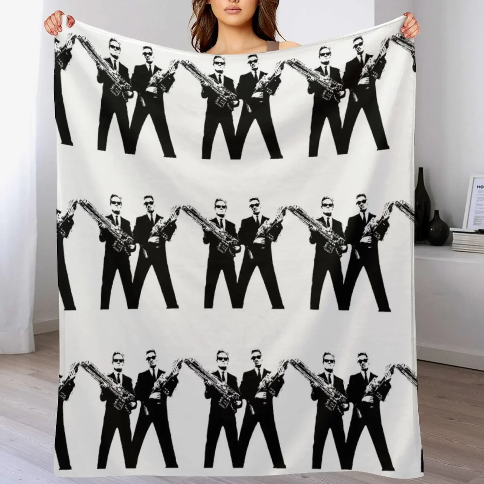

Men in Black Throw Blanket for sofa Flannels Luxury Thicken Large Blankets