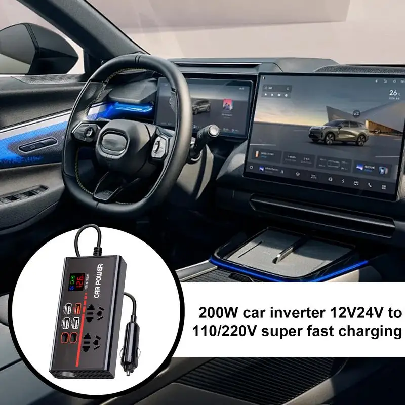 

Power Inverter For Car Auto Converter For Mobile Phone 200W Car Power Inverter 12V Or 24V DC To 110V Or 220V AC USB Fast Charger
