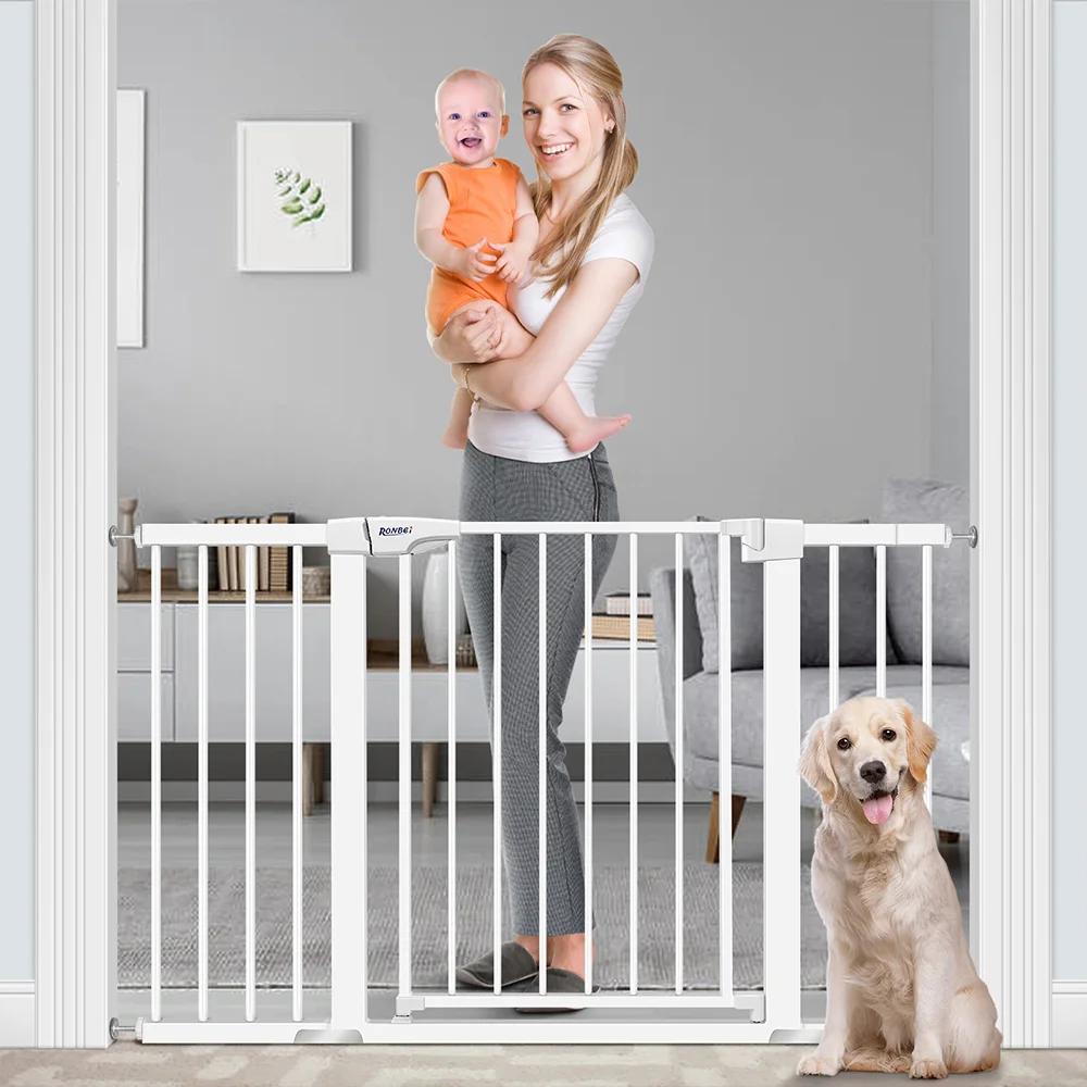 Factory price in stock white black brown gray main gate plus 7 cm 14 cm 28 cm extension extra wide baby gates baby barrier gate