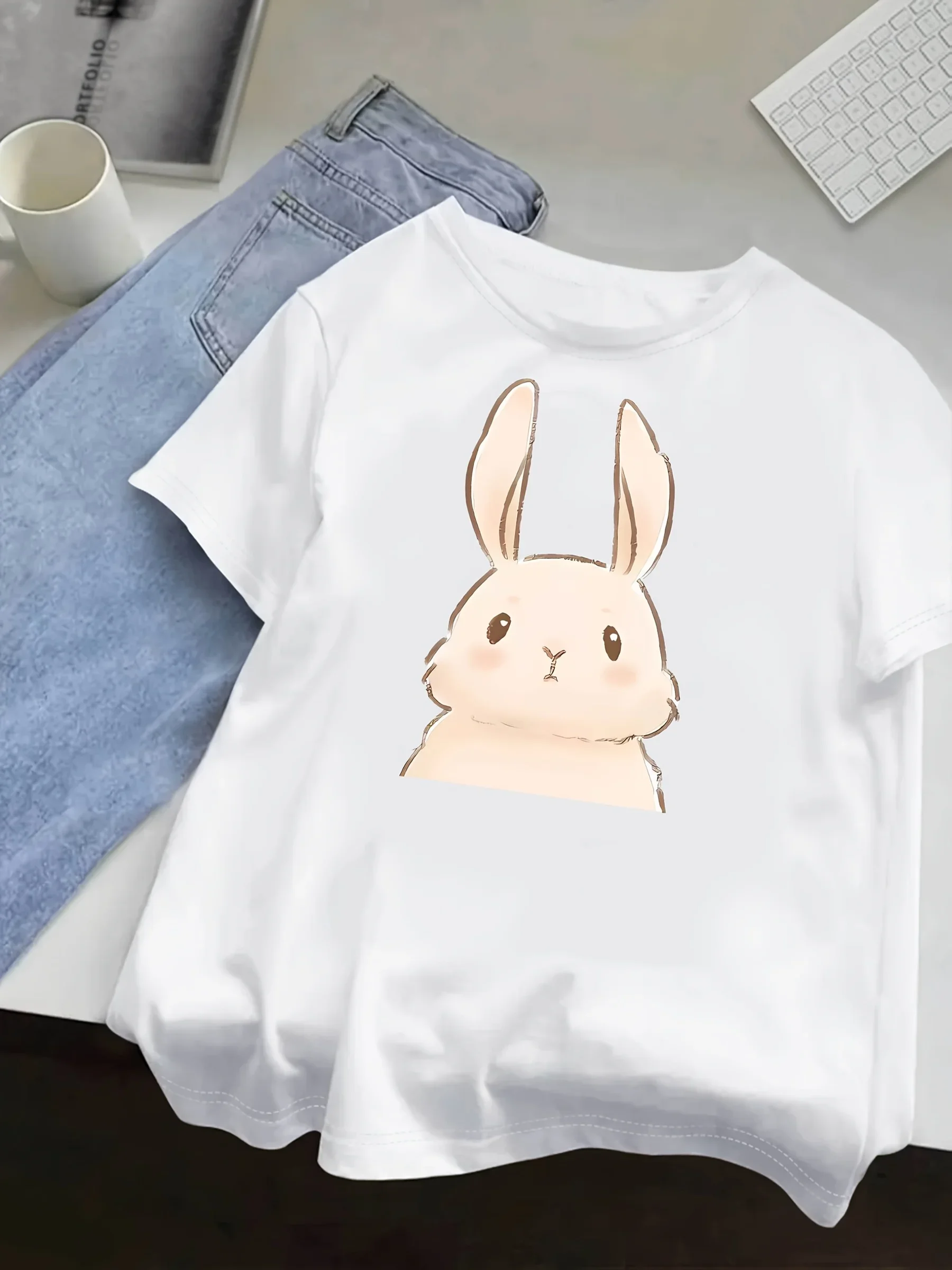 تي شيرت نسائي مقاس كبير برسومات جرافيك بأكمام قصيرة، فضفاض وكاجوال، ناعم ومريح للتنفس، رياضات خارجية #1