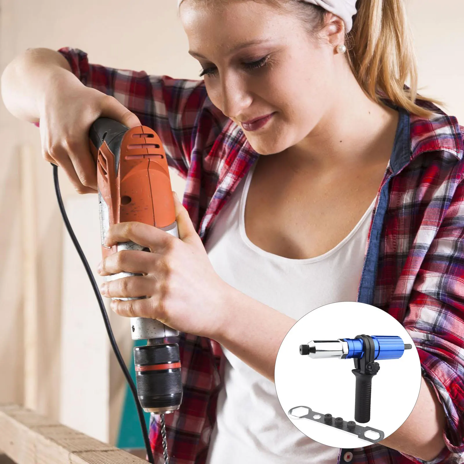 1 Set Rivet Adapter Electric Rivet Machine Connector Durable Hard Material Quick Release Installation Core-Pulling Riveting Tool