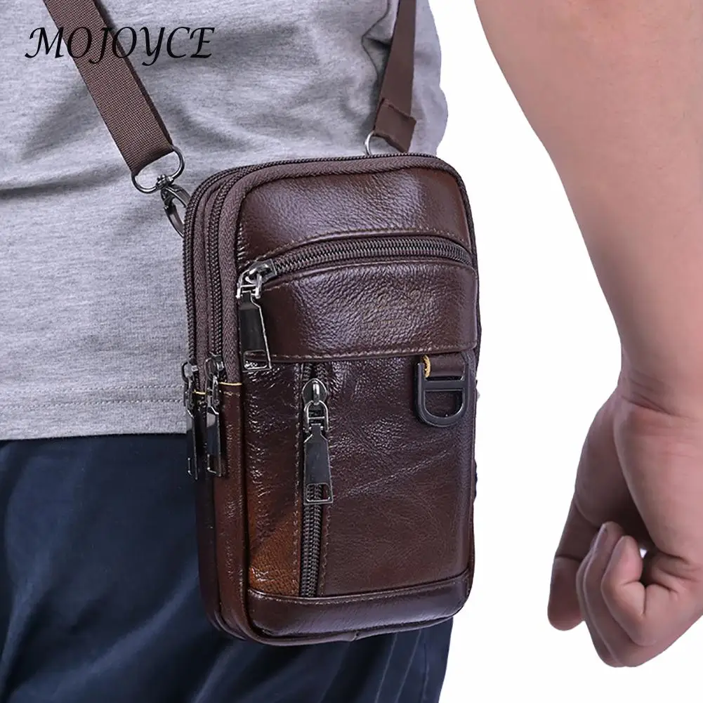 Vintage Men Cowhide Leather Shoulder Crossbody Bag Waist Fanny Pack Male Belt Bum Bag For Travel Casual Phone Messenger Handbags