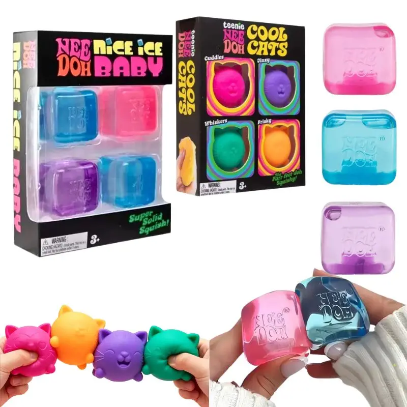 

Needoh Mini Nice Ice Cool Cats Multi-Color Toy Squishy Soft Calming Stress Relief for Party Favors Squeeze Blind Box Adults Gift