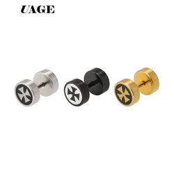 UAGE Cool Black Iron Cross Earring For Men Stainless Steel Men's Jewelry Whole Sale Jewelry Store