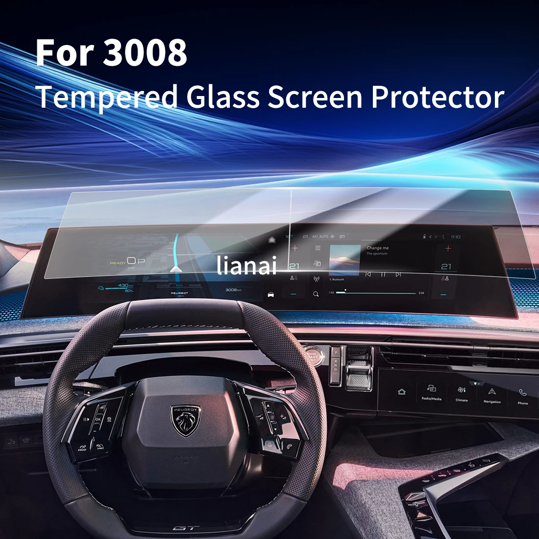 

Screen Protector For PEUGEOT 26 3008 mpered Glass Protective Film GPS Video Navigator Car Stickers Vehicle Accessories