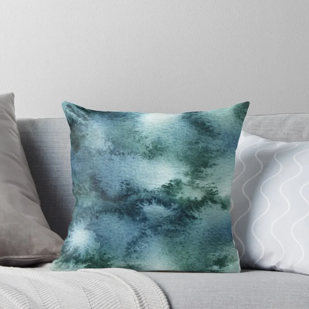 

Sage Green and Blue Watercolour Throw Pillow Pillowcase luxury decor Embroidered Cushion Cover pillow