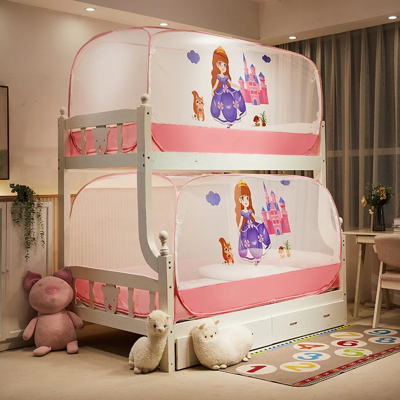 Installation-free Mosquito Net for Children, Bed Curtain, Steel Wire, Upper and Lower Bed, Can Be Folded