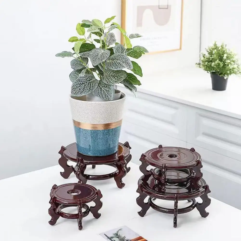 Plant Stand Elegant Wooden Planter Stand for Indoor Plants High Stability Flower Vase Display Holder with Carved Feet Non-slip