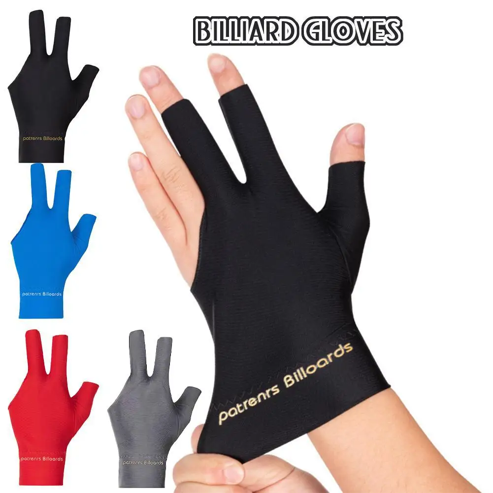 Billiard Three Finger Gloves Fashion Anti Slip Single Left Hand High Elasticity Glove Non-slip Billiard Cue Accessories