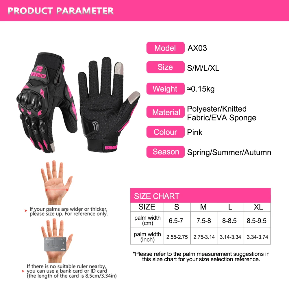 MJMOTO Motorcycle Gloves Lady Pink Full Finger Summer Women Motocross Gloves Touch Screen Cycling Gloves S-XL