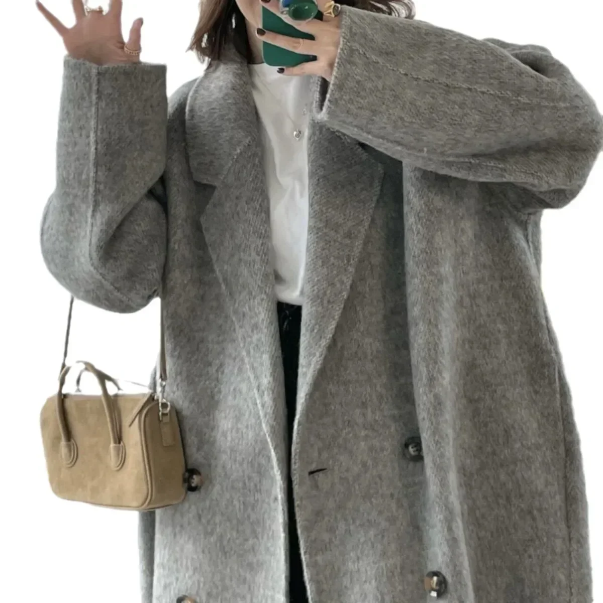 autumn and winter new double-sided cashmere coat women's medium and long small Korean high-quality woolen coat