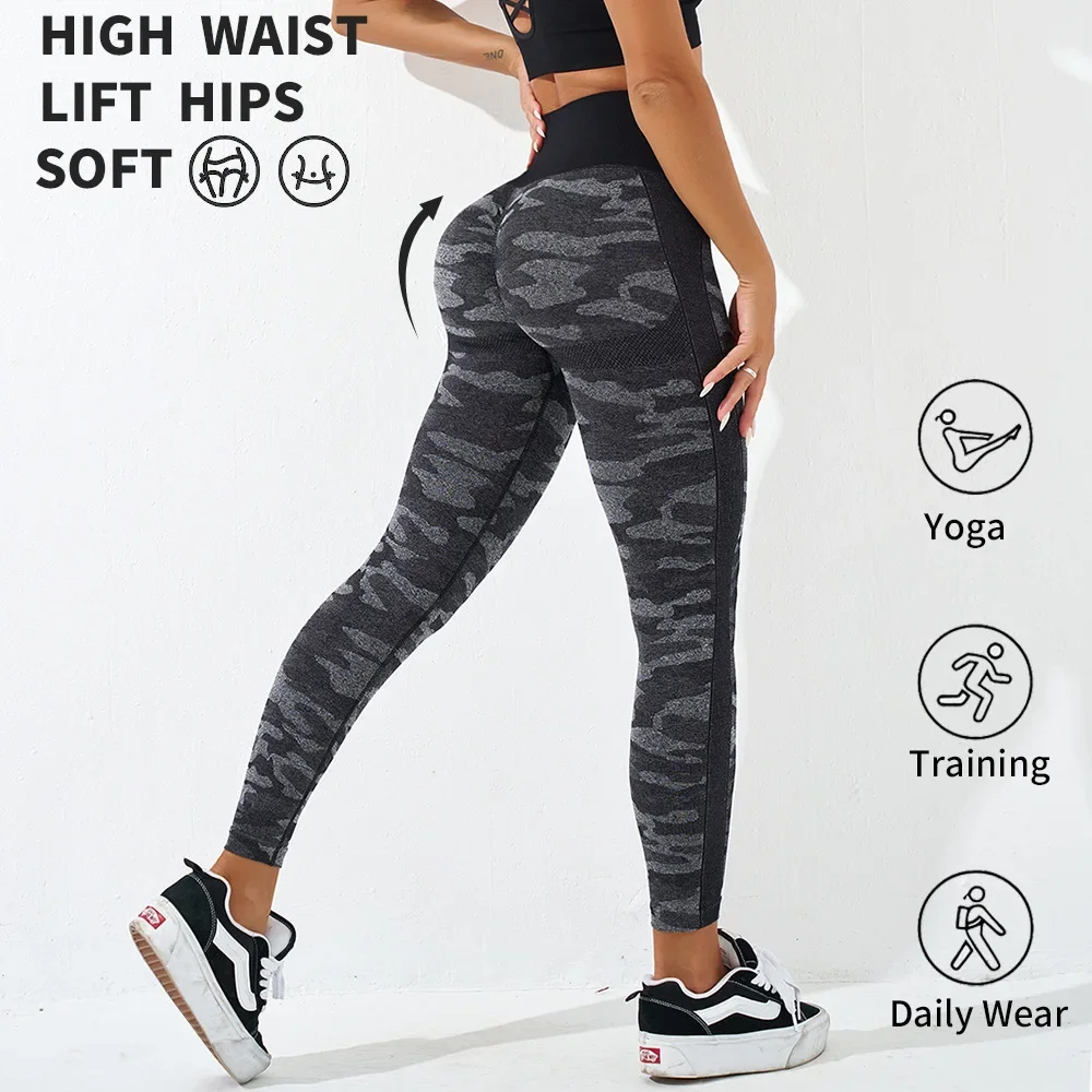 

Camouflage Printed Yoga Pants with High Waist Hip Lift Running Gym Fitness Pants Women Skinny Leggings Sportwear Workout Clothes