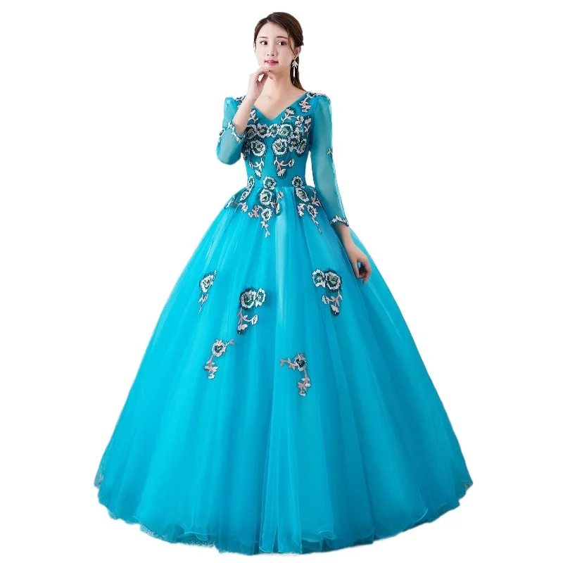 2025 feminino novo verão sexy com decote em v bordado grande pingente vestido de noite moda emagrecimento manga longa vestido de malha