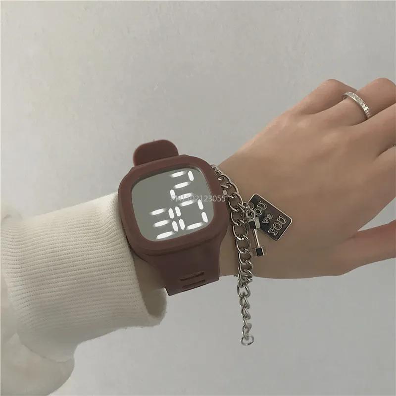 

Fashion Electronic Led Dightal Watches for INS Square Mirror Watch for Women Men Student Korean Version Simple Temperament