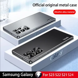 Metalowe etui magnetyczne do Samsung Galaxy S23 S21 S22 S24 Ultra all inclusive soczewki chroniące przed odciskami palców ultra cienkie etui