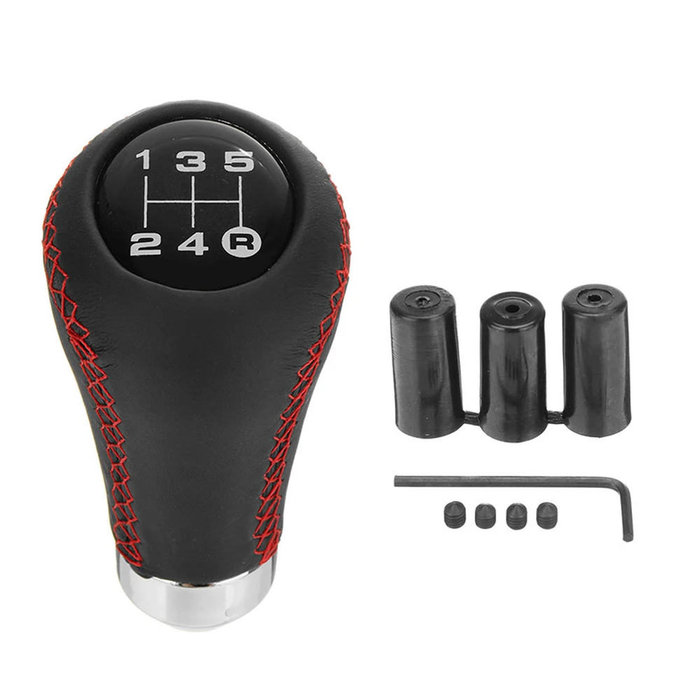 

Car Gear Shift Knob Gear Stick Manual Shifter Lever Black Red Line Stitche PU Leather Gear Shift Knob Universal Car Accessories