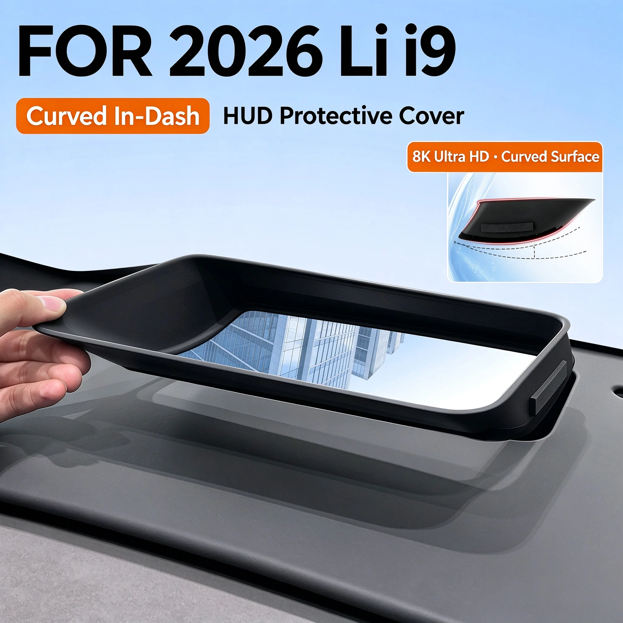 FOR 2026 Li i9 LHD Car HUD Head Up Display Protective Cover, Embedded Curved Soft Film