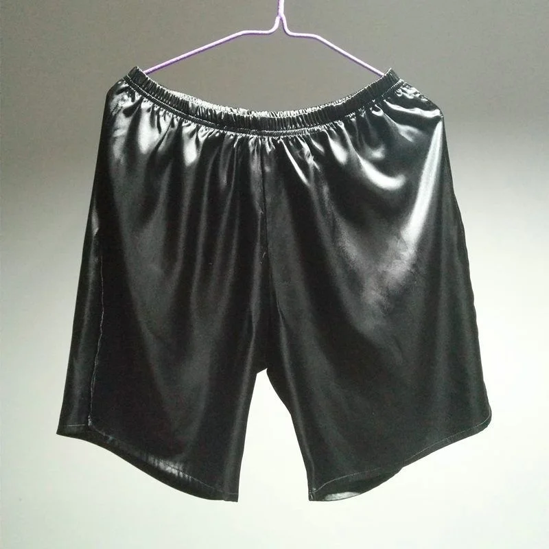 Ice Silk Satin Glossy Men's High Split Side Slit Shorts Male Plus Size Casual Sleeping Shorts BF Club Party Costumes Bottoms