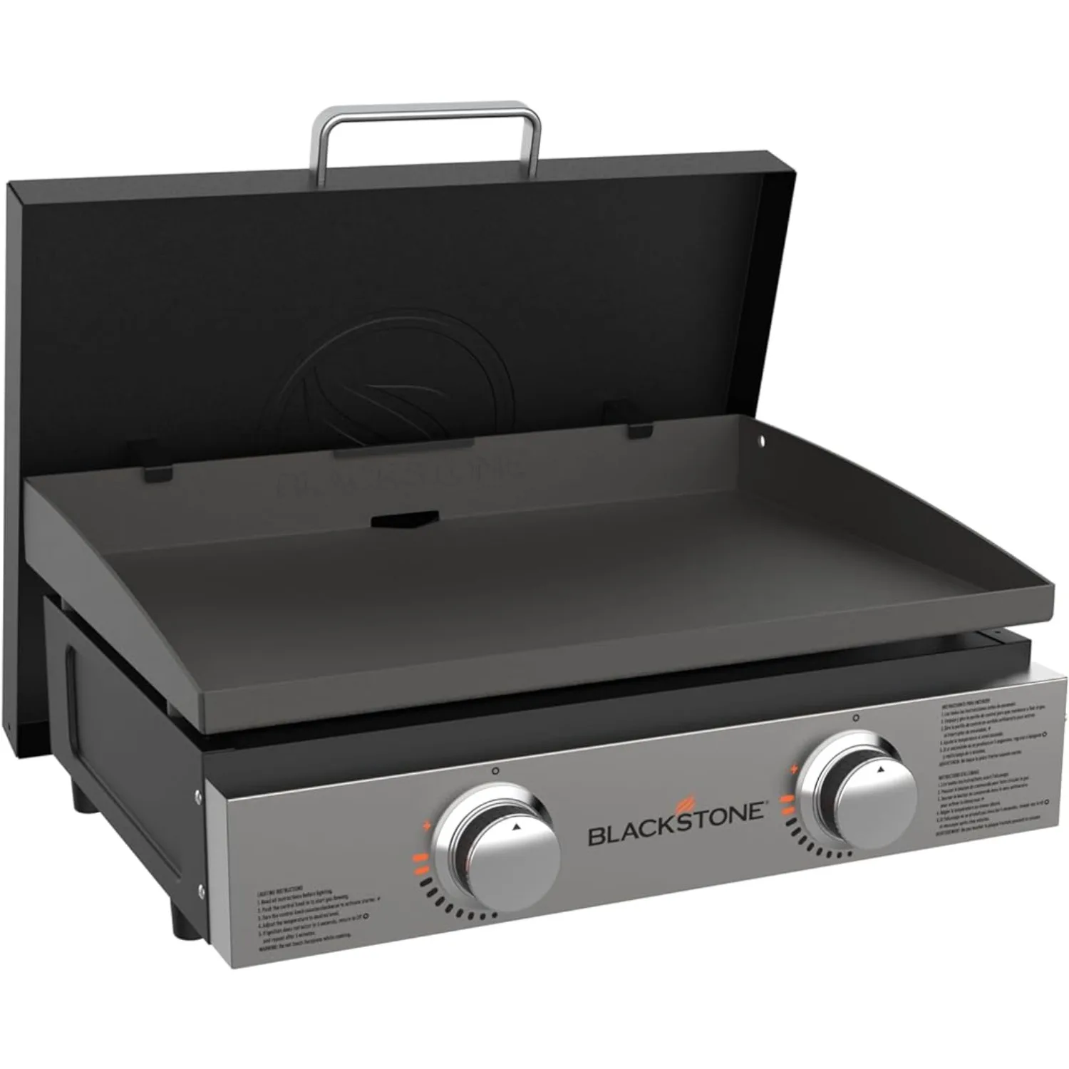 

1813 Original 22” Tabletop Griddle with Hood and Stainless Steel Front Plate, Powder Coated Steel, Black