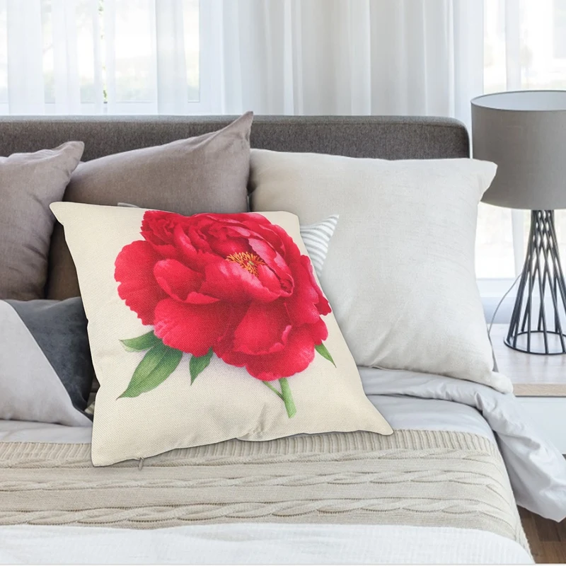 Винтажный цветочный/цветочный льняной декоративный чехол для подушки Чехол для подушки домашний диван декоративная роза
