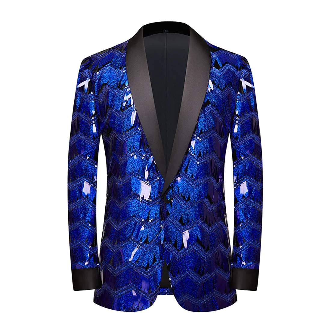 

Mens Shiny Blue Sequins Tassel Blazer Shawl Lapel Tuxedo Jacket Men Suits Blazers Party DJ Club Nightclub Stage Singer Costumes