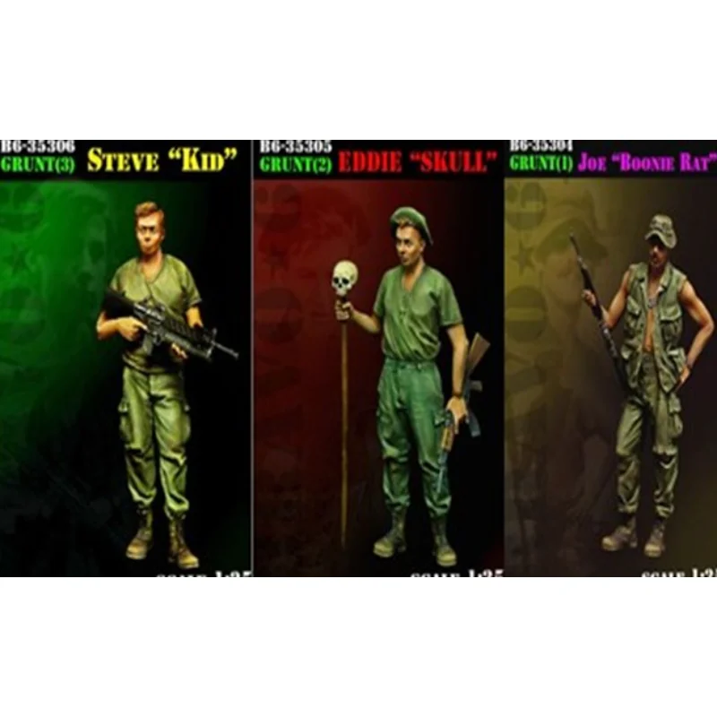 

1:35 Scale Die-cast Resin Soldier 3 People Need To Assemble And Color By Yourself Free Shipping