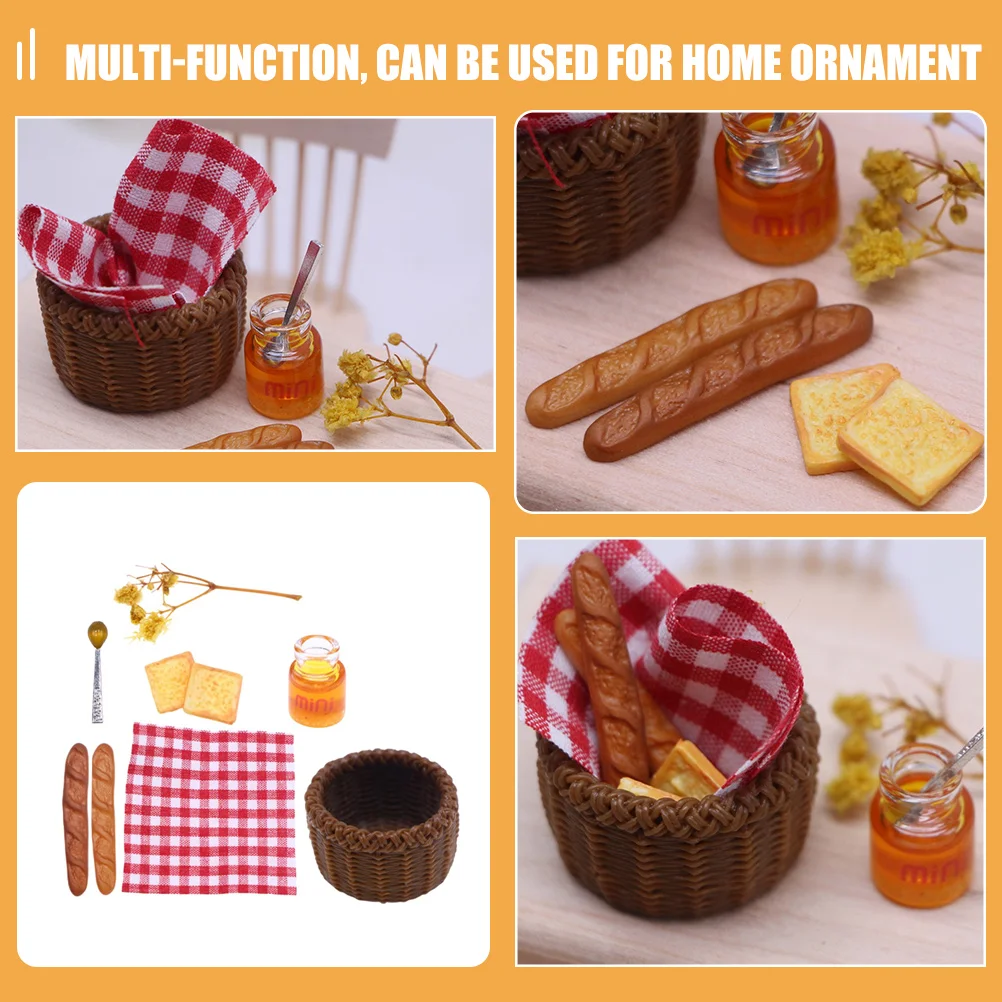 House Ornaments for Kids Bread Basket Model Mini Decoration Condensed Milk