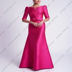 Customized Long Fuchsia Mother of the Bride Dress with Sleeves Wedding Guest Dresses vestido madre del novio largo y elegante