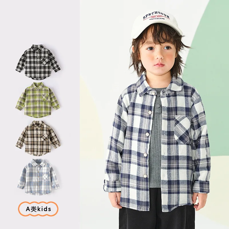 RAISE Frühling 2-8 Jahre Baby Jungen Karierte Hemden 2026 Herbst Langarm Reine Baumwolle Hemd Klassisches Vielseitiges Hemd Kinder Jungen Oberteile