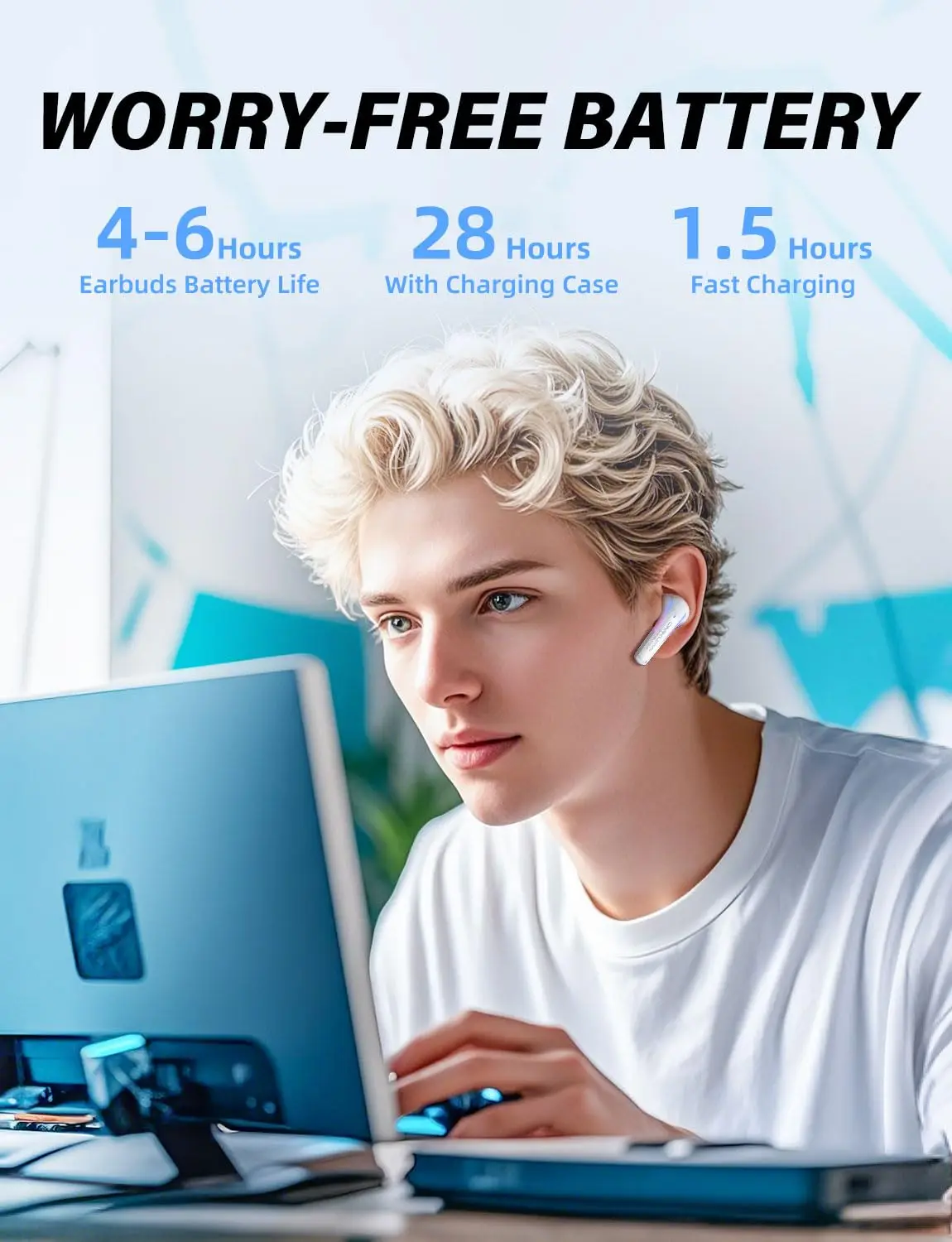 ONIKUMA T27 سماعات لاسلكية 2.4 جيجا هرتز سماعات أذن مزدوجة الوضع الكمون المنخفض سماعة الألعاب مع صندوق شحن سماعات التحكم باللمس RGB