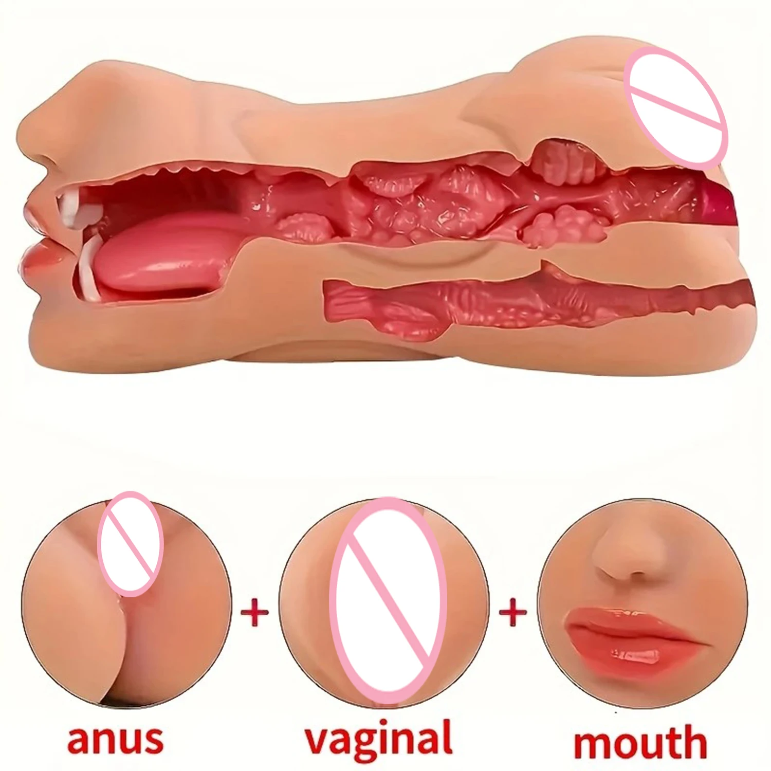3 في 1 كس وهمية واقعية جيب كس اللسان دمية جنسية ، ذكر الاستمناء الضارب ، دمى الجنس لعبة المهبل الاستمناء ، لعبة الجنس