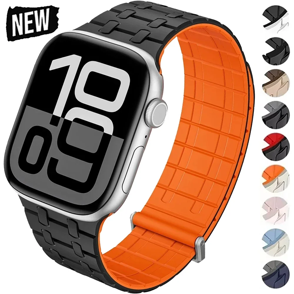 

Sports Silicone Loop Strap for Apple Watch Ultra 2 49mm 10 46mm Magnetic Band for Iwatch Series 9 8 7 6 5 4 Se 45mm 44mm Correa